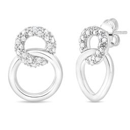 Sterling Silver Lab Grown Diamond Double Circle Earrings