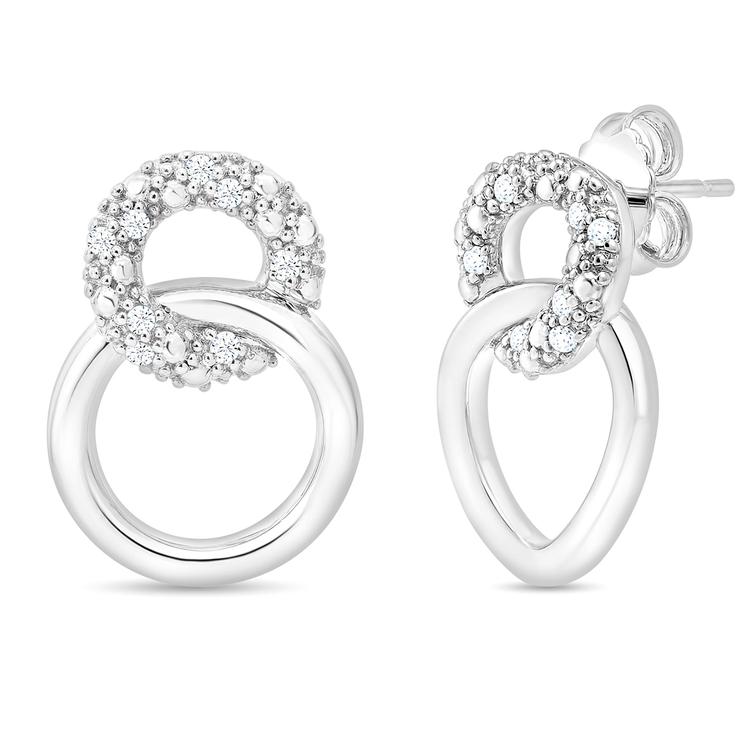 Sterling Silver Lab Grown Diamond Double Circle Earrings