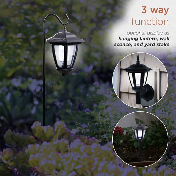 Alpine Solar Powered Black Lantern w/ LED Light