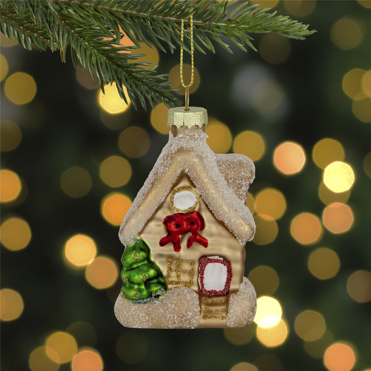 Northlight Snowy Country Cabin Glass Christmas Hanging Ornament