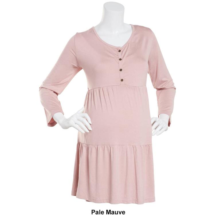 Womens Times Two Bracelet Sleeve Solid Tiered Waist Maternity Top