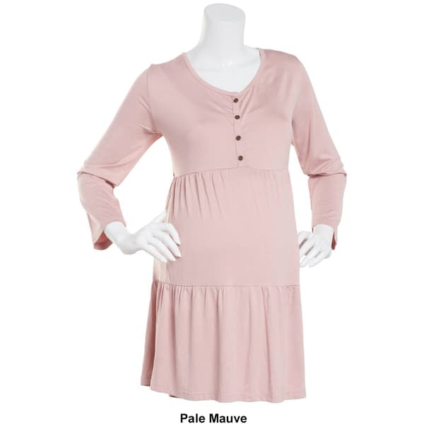 Womens Times Two Bracelet Sleeve Solid Tiered Waist Maternity Top