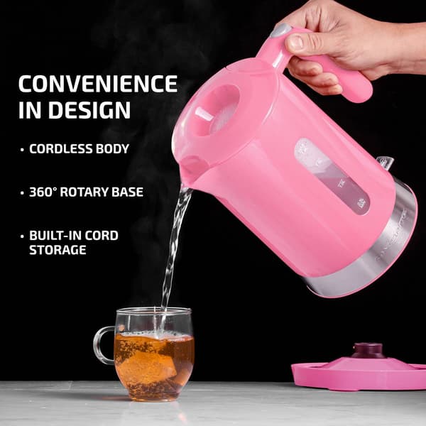 Ovente 1.8 Liter Electric Kettle w/ ProntoFill&#8482; Lid - Pink