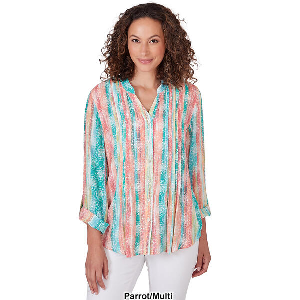 Womens Ruby Rd. Wovens Stripe Casual Button Front