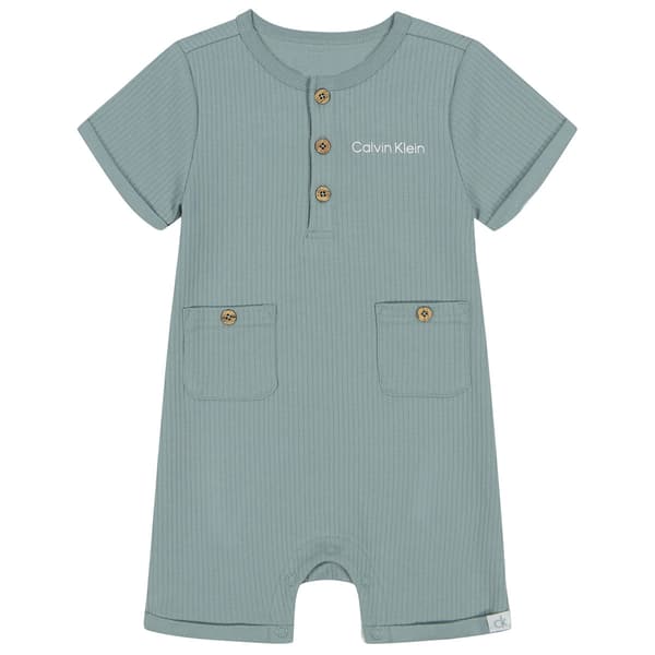 Baby Boy &#40;NB-9M&#41; Calvin Klein Short Sleeve Rib Pocket Romper - image 