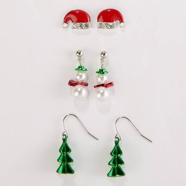 Christmas Motif Multiple Dangle &amp; Stud Earrings Set - image 