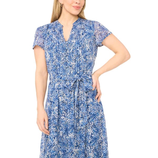 Petite MSK Short Sleeve Chiffon Pintuck Midi Dress