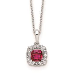 Pure Fire 14kt. White Gold Ruby Halo Pendant