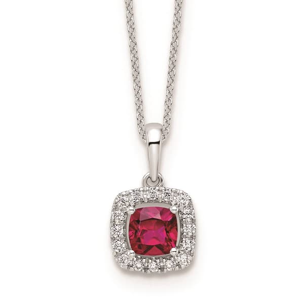 Pure Fire 14kt. White Gold Ruby Halo Pendant