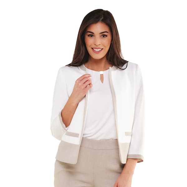 Plus Size Kasper Long Sleeve Open Color Block Jacket - image 