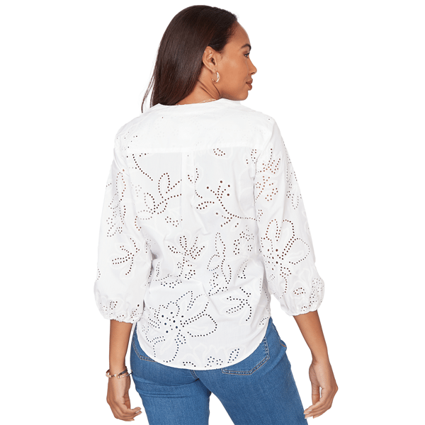 Petite Ruby Rd. Hothouse Florals Tie Front Eyelet Blouse