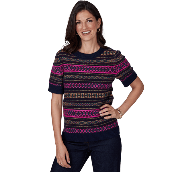 Petite Ruby Rd. English Countryside Mixed Fair Isle Sweater - image 