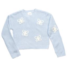 Girls (7-16) No Comment Long Sleeve Braided Butterfly Sweater