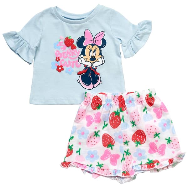 Baby Girl (12-24M) Disney 2pc. Minnie Berry Cute Top & Short Set - image 