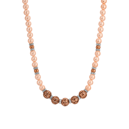 1928 16in. Copper-Tone Faux Pearl Filigree Bead Necklace