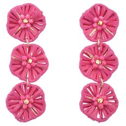 Ashley Cooper(tm) Pink Raffia Flower Tier Earrings