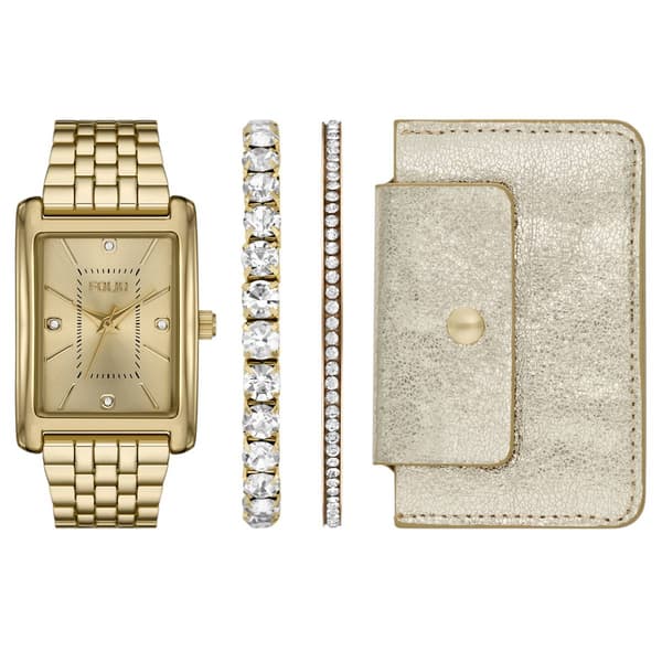 Womens Folio Gold-Tone Watch/Bracelet/Wallet Set - FMDFL2087 - image 