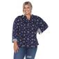 Plus Size White Mark Pleated Long Sleeve Leaf  Blouse - image 6