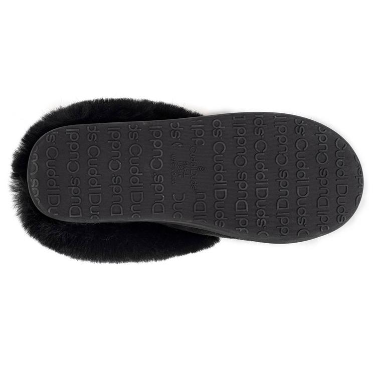 Womens Cuddl Duds® Faux Fur Collar Microsuede Clog Slippers