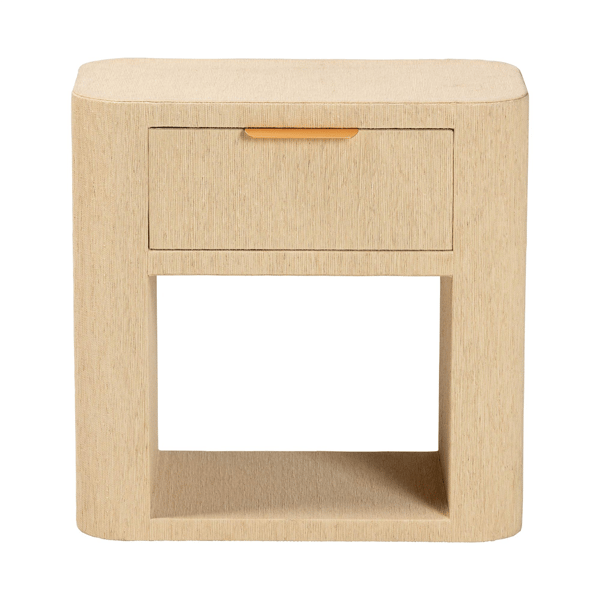 bali & parl Beauford Grasscloth 1-Drawer Nightstand with Shelf