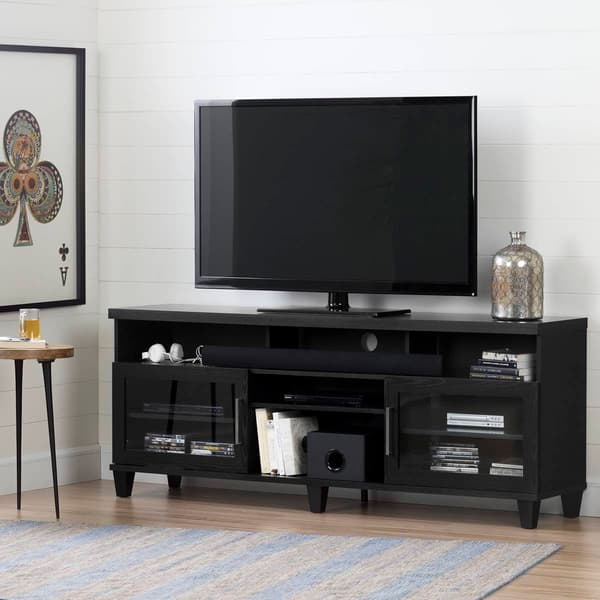 South Shore Adrian Black Oak TV Stand