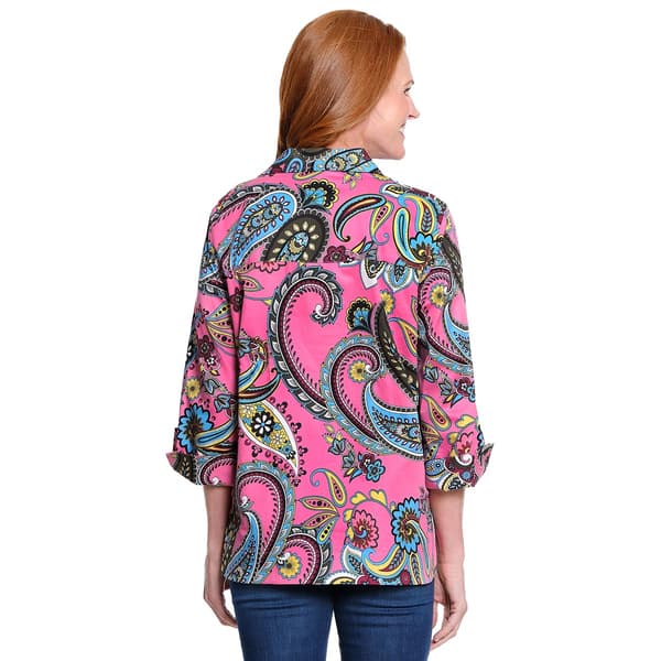 Womens Ali Miles 3/4 Cuff Sleeve Bright Paisley Blouse