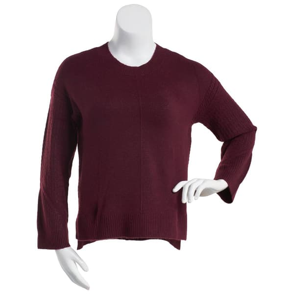 Womens Calvin Klein Cable Long Sleeve Crew Seam Front Sweater