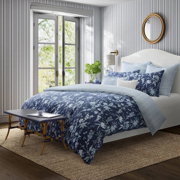 Laura Ashley Branch Toile 7pc. Cotton Reversible Comforter Set