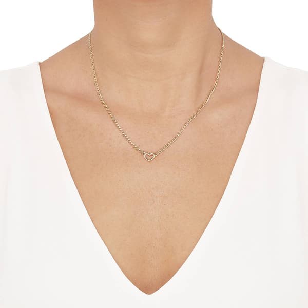 Gold Classics&#8482; Open Heart Curb Chain Necklace