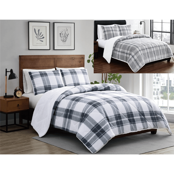 Cannon Cozy Teddy Plaid 3pc. Comforter Set