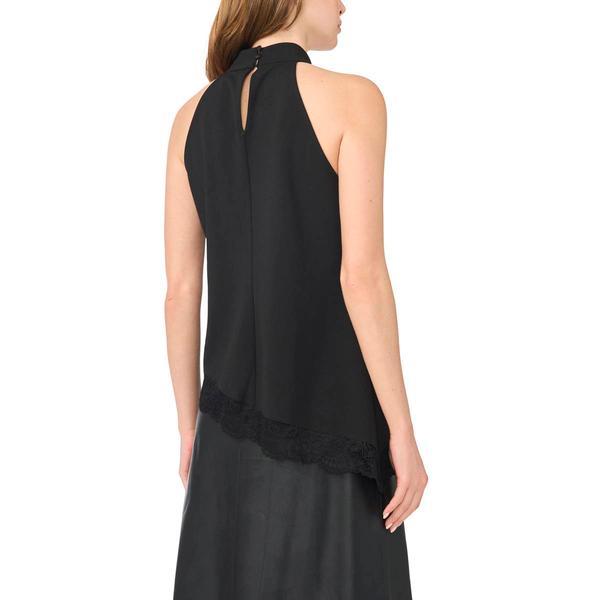 Womens MSK Sleeveless Halter Neck Asymmetric Lace Hem Blouse