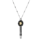 1928 Pewter Black & White Floral Whistle Pendant - image 1