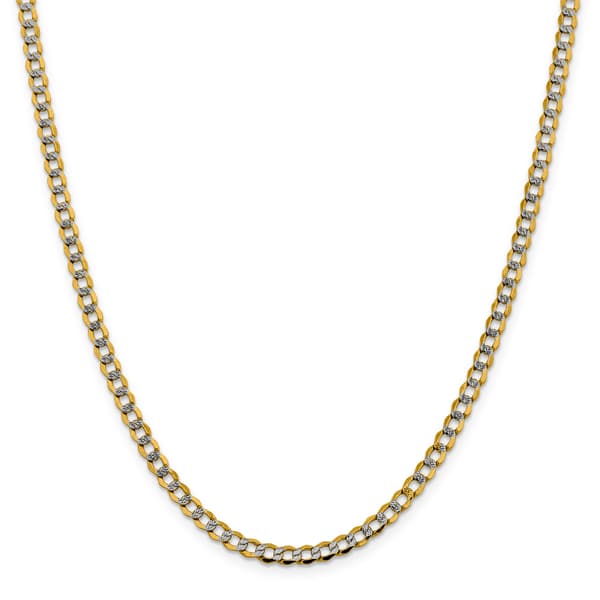 Mens Gold Classics(tm) 4.3mm. 14k Semi Solid Pave Curb Necklace - image 