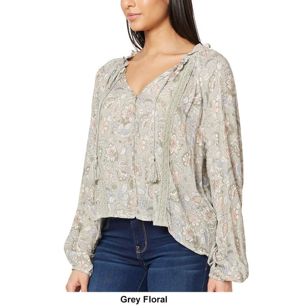 Juniors Wallflower Boho in Soho Gauze Peasant Blouse