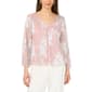 Womens MSK 3/4 Sleeve Floral Shimmer Flyaway Blouse - image 1