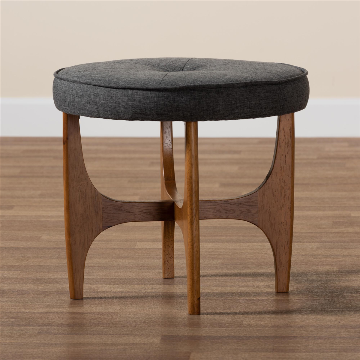 Baxton Studio Theo Japandi Wood Ottoman Footstool