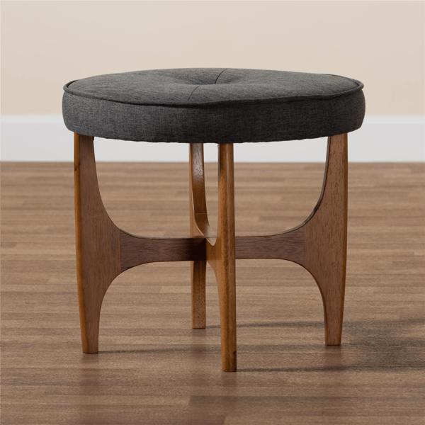 Baxton Studio Theo Japandi Wood Ottoman Footstool