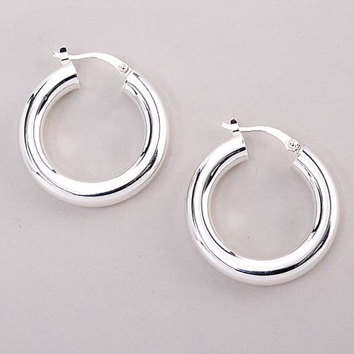 Ellen Tracy Sterling Silver Round Hoop Earrings - image 