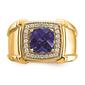 Mens Pure Fire 14kt. Gold Lab Grown Diamond & Sapphire Ring - image 1