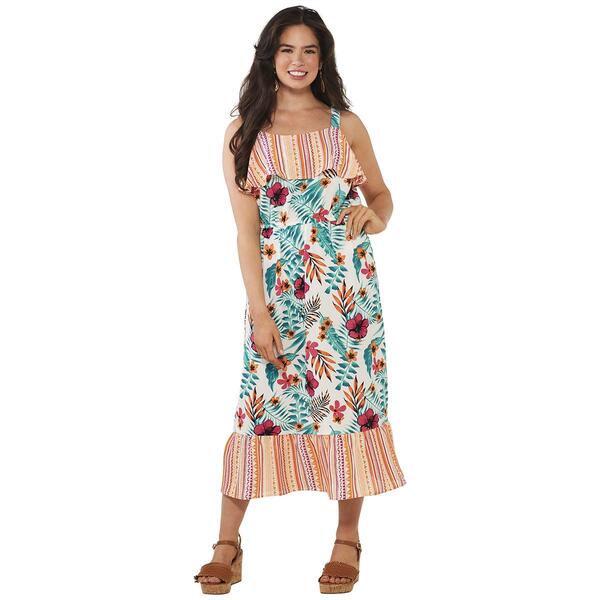 Womens Absolutely Famous Floral Ruffle Tier Midi Dress - image 