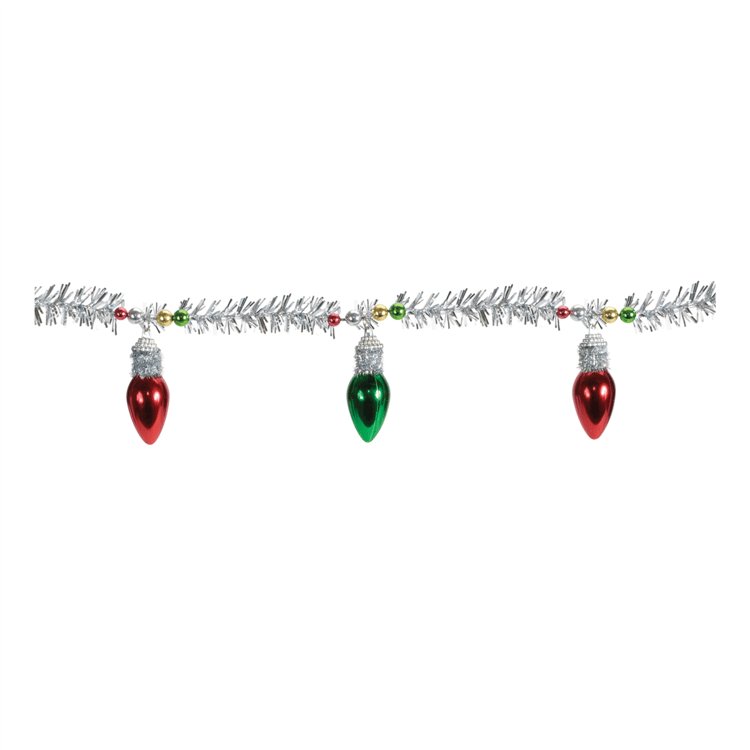 Melrose Vintage Light Bulb Tinsel Garland - Set of 2