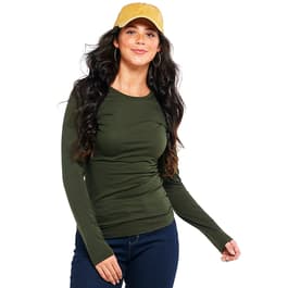 Juniors Aveto Long Sleeve Basic Crew Neck Solid Tee