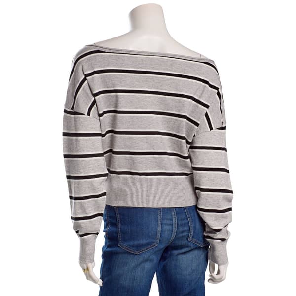 Juniors No Comment Boat Neck Dolman Pullover Sweater - Grey