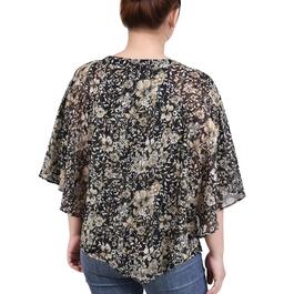 Womens NY Collection Chiffon Floral w/Solid Lined Blouse