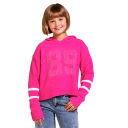 Girls(7-16) Jolie & Joy Hooded Long Sleeve 89 Rhinestone Knit Top
