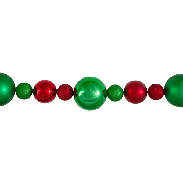 Northlight 6ft. Red & Green 3-Finish Ball Christmas Garland