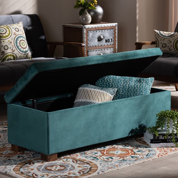 Baxton Studio Roanoke Grid Tufted Storage Ottoman Bench