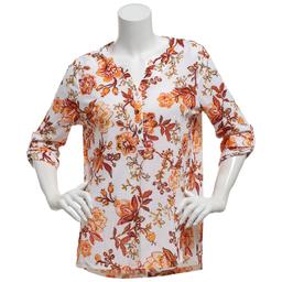 Womens Emily Daniels 3/4 Sleeve Floral Button Front Blouse