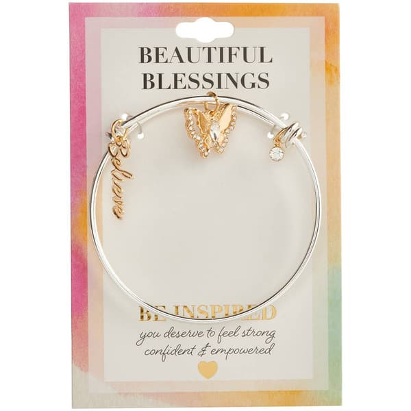 Beautiful Blessings Silver Butterfly Believe Charm Bracelet - image 