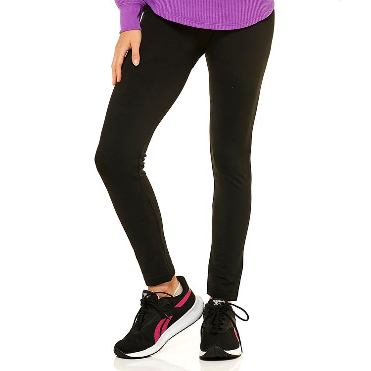 Womens Seven Apparel Seamless Fleece Lined Solid Leggings - Black